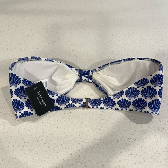 🦀kate spade new york Seashell Print Blue Bandeau Bikini Top and Bottom NWT - Picture 4 of 12